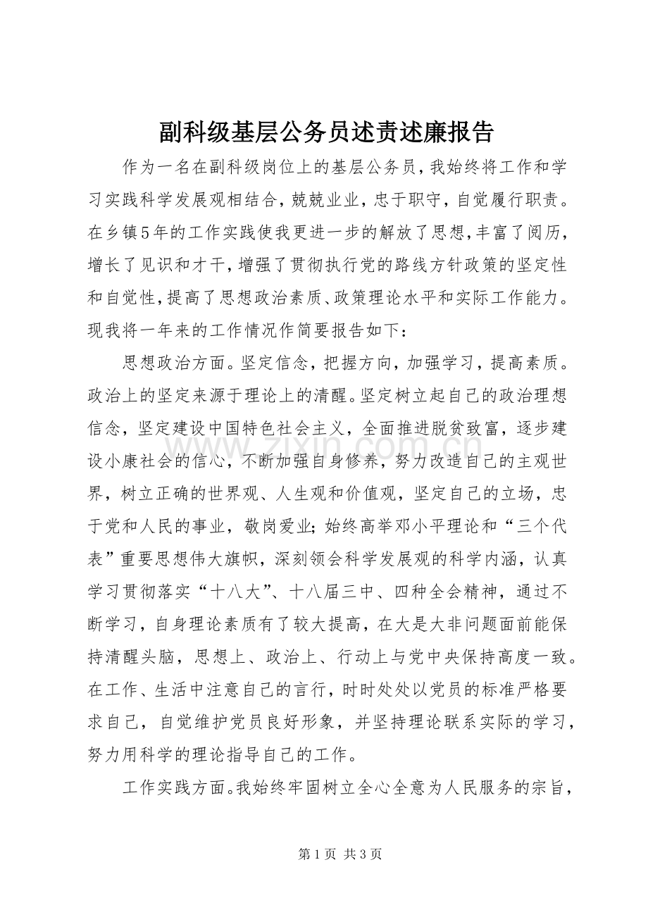 副科级基层公务员述责述廉报告.docx_第1页