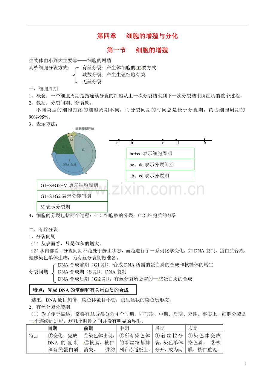 福建省建瓯二中高中生物-基础知识-第四章-细胞的增殖与分化-第一节-细胞的增殖-新人教版必修1.doc_第1页