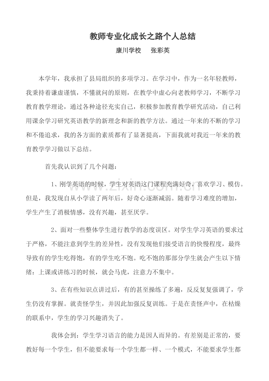 教师专业化成长之路个人总结.doc_第1页