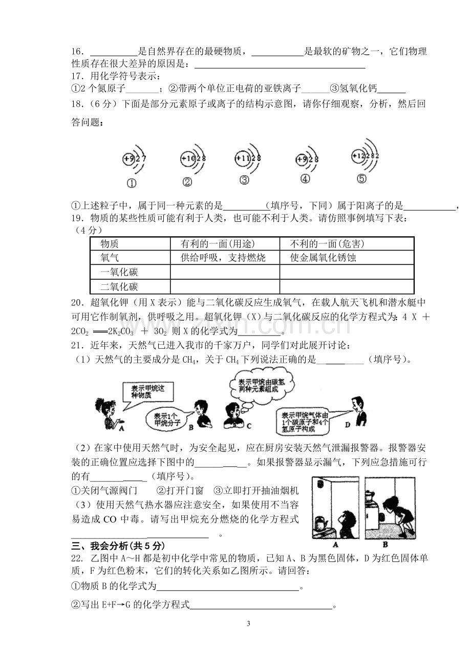 2015下九年级化学月考试卷.doc_第3页