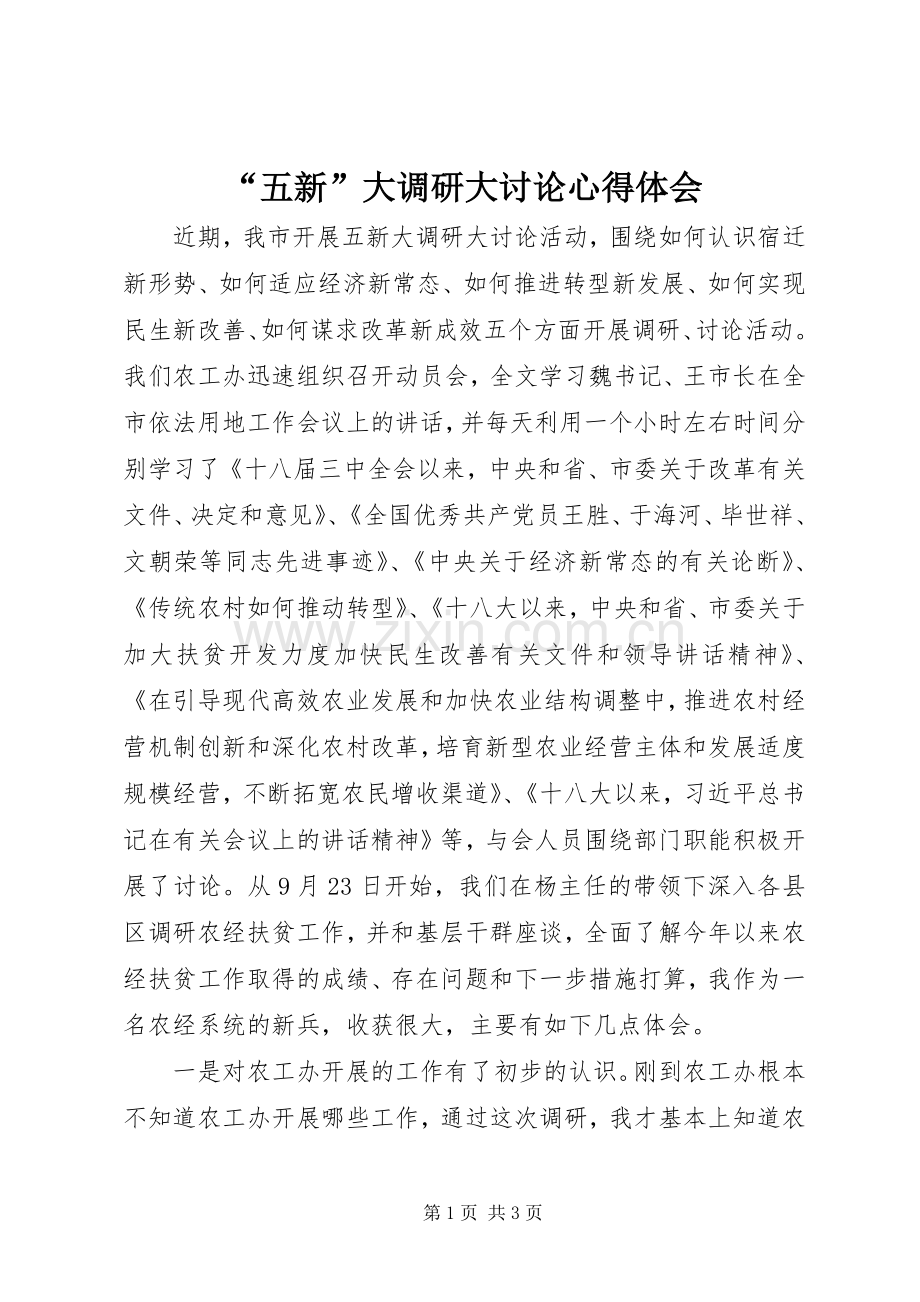 “五新”大调研大讨论心得体会.docx_第1页