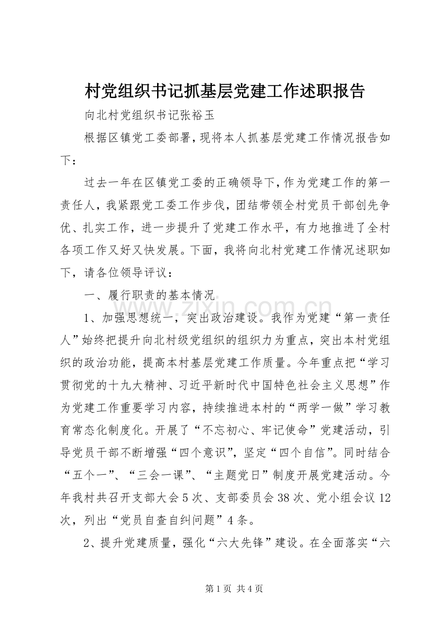 村党组织书记抓基层党建工作述职报告.docx_第1页