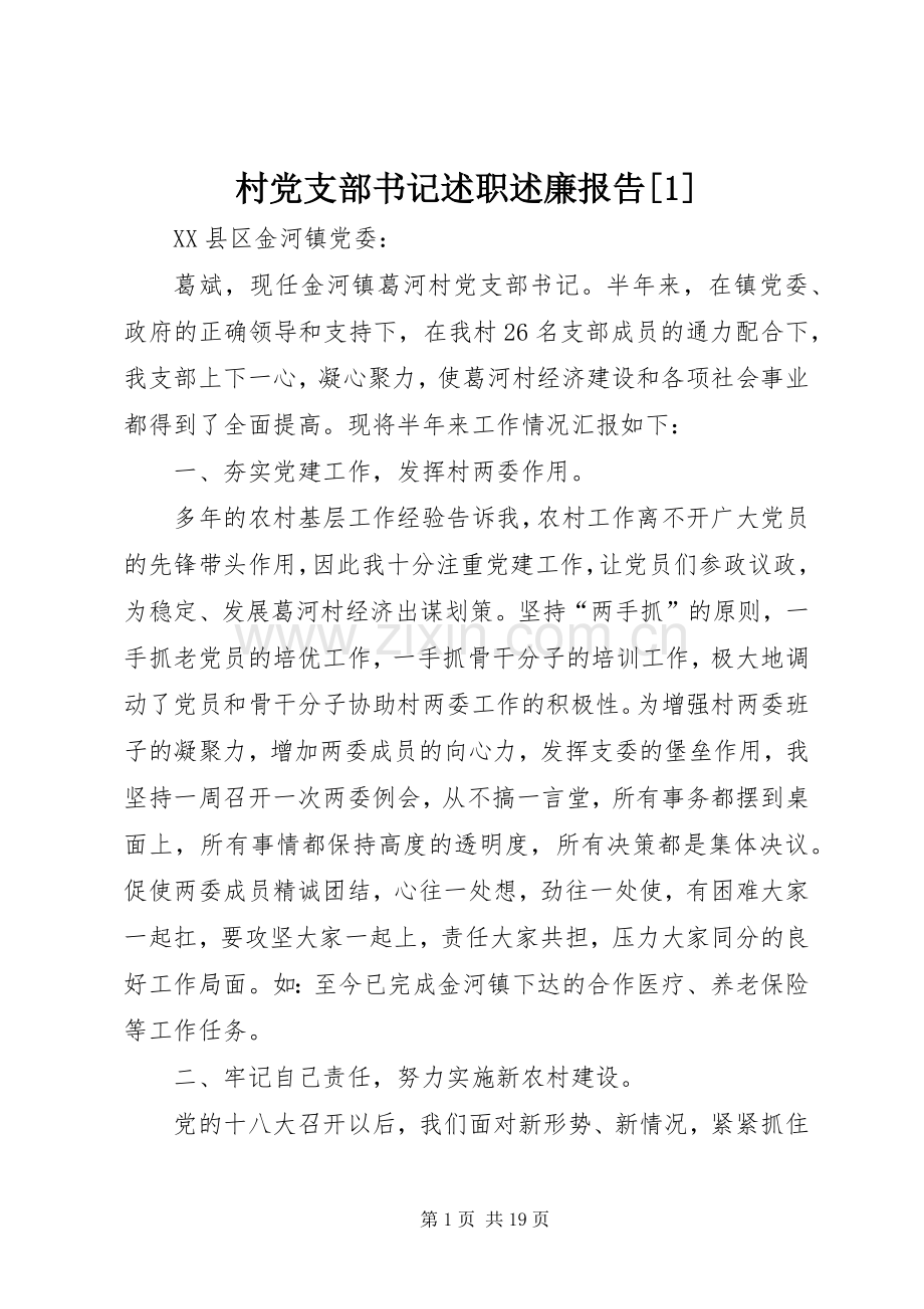 村党支部书记述职述廉报告[1].docx_第1页