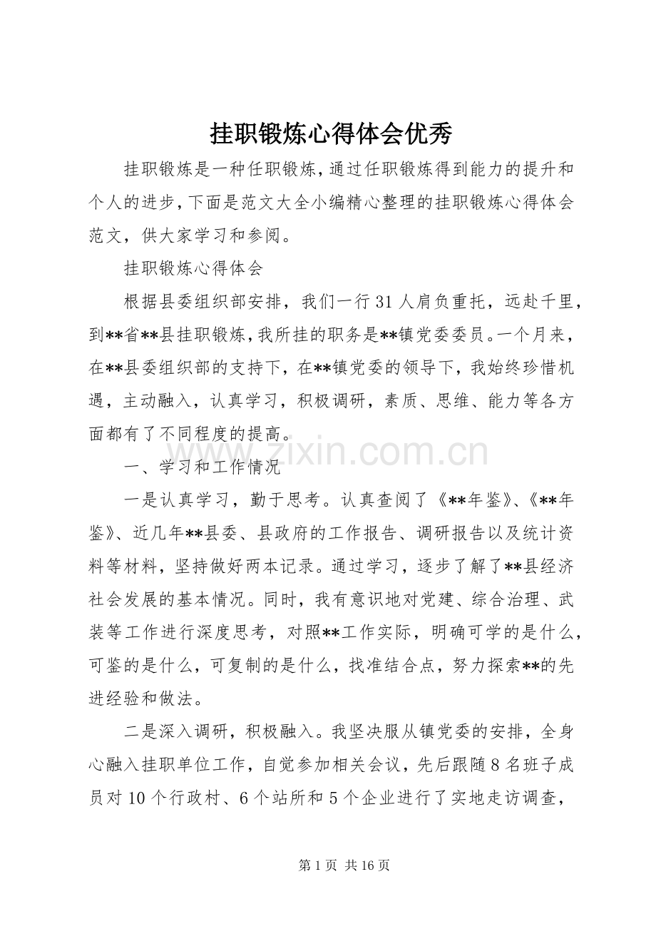 挂职锻炼心得体会优秀.docx_第1页