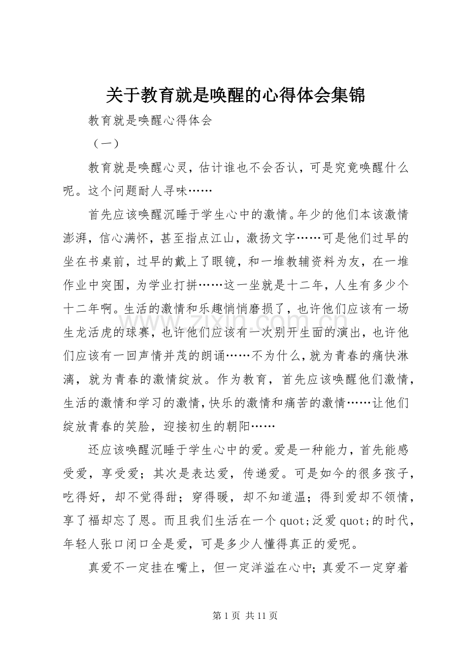 关于教育就是唤醒的心得体会集锦.docx_第1页