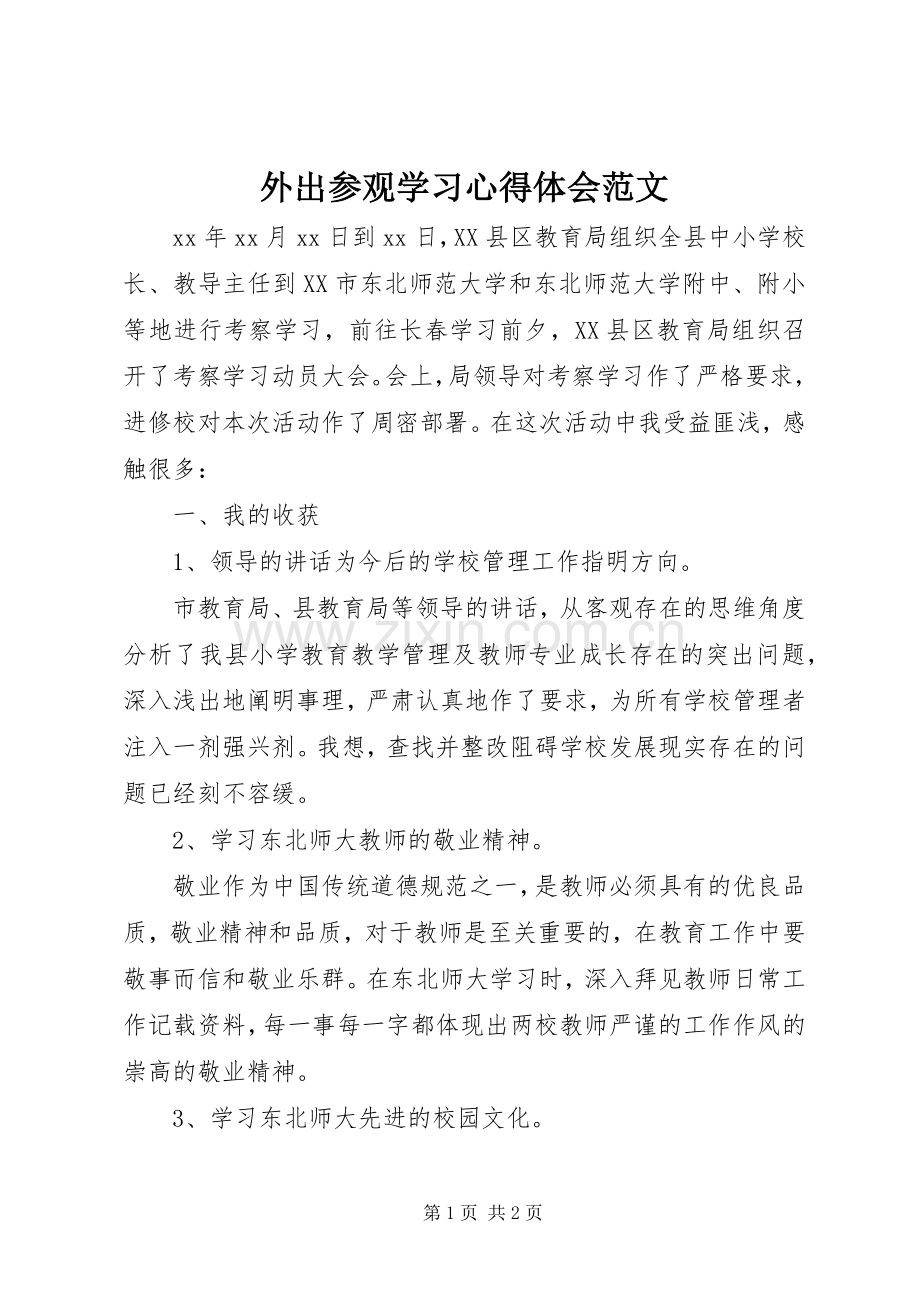 外出参观学习心得体会范文.docx_第1页