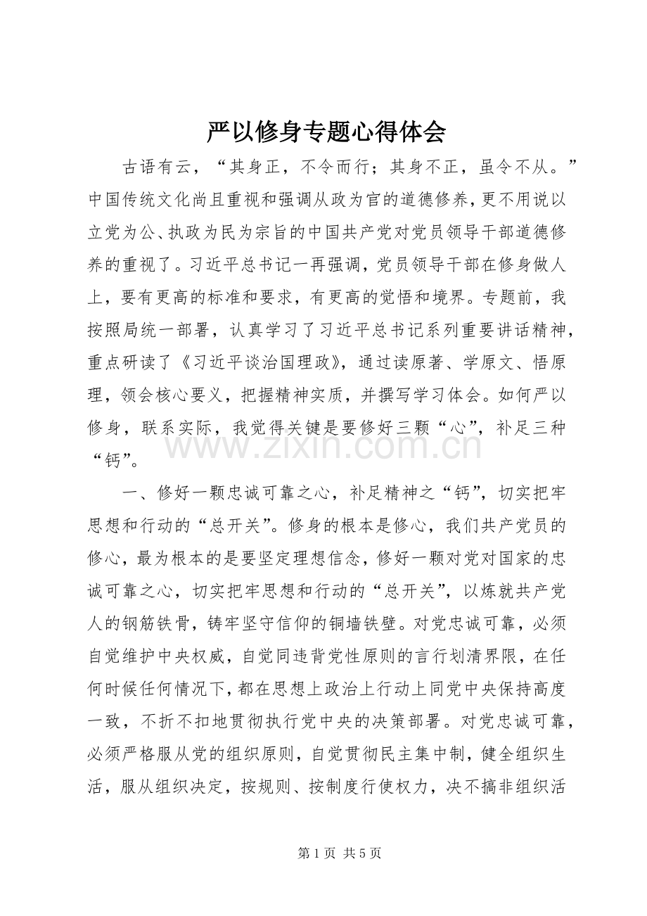 严以修身专题心得体会.docx_第1页