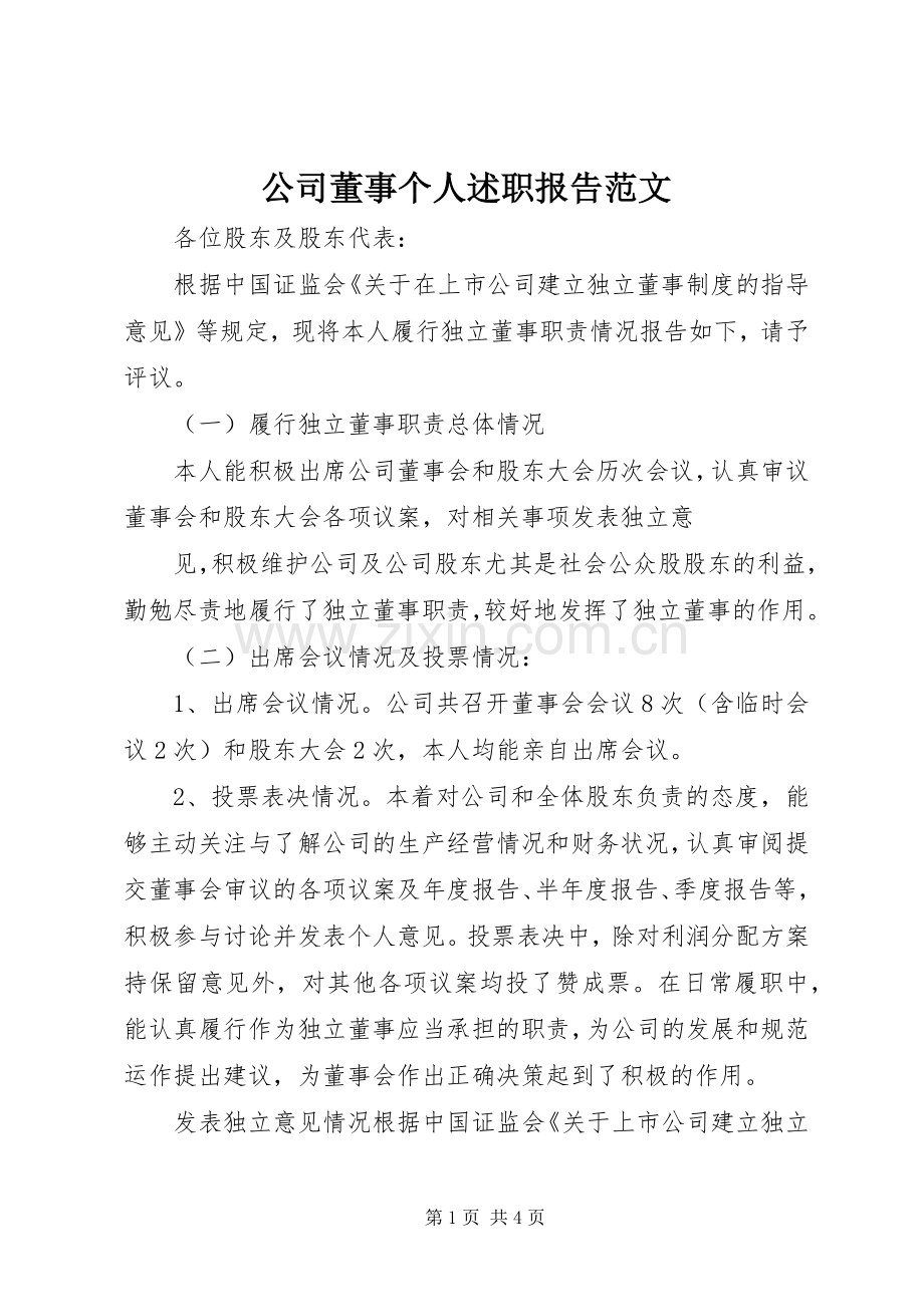 公司董事个人述职报告范文.docx_第1页