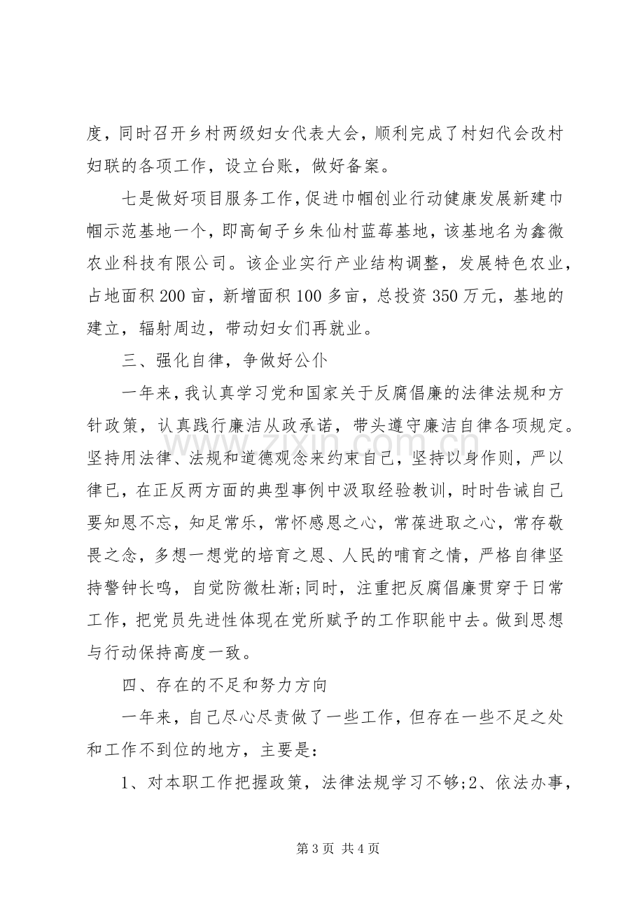 XX年乡镇妇联主席工作述职.docx_第3页