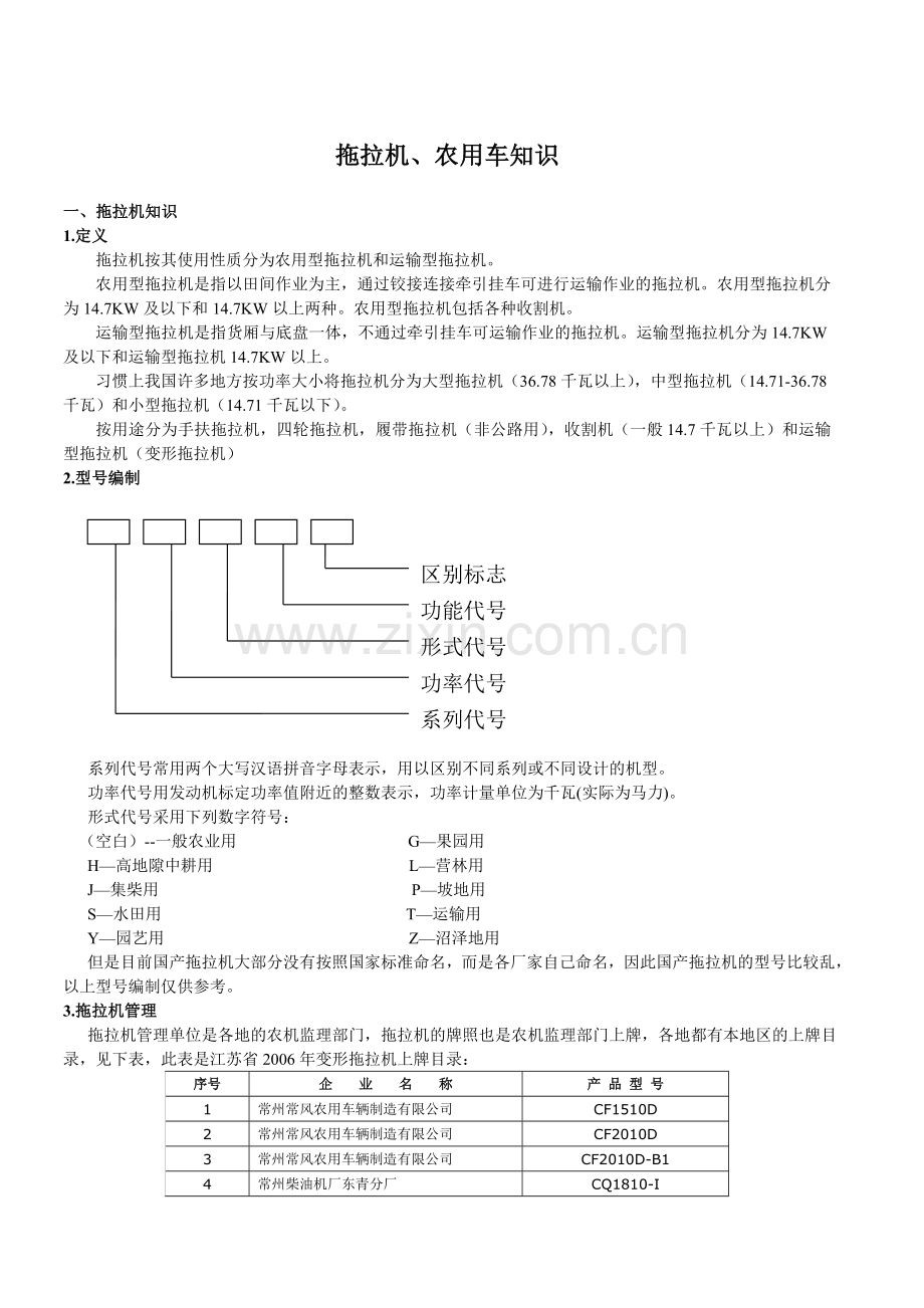 拖拉机、农用车知识.doc_第1页