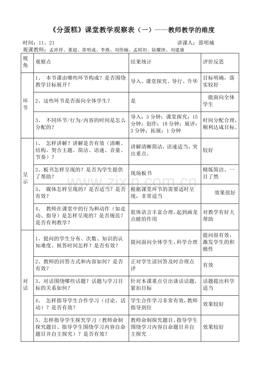 人教版小学美术一年级下册《分蛋糕》观测报告、观测表.doc_第2页