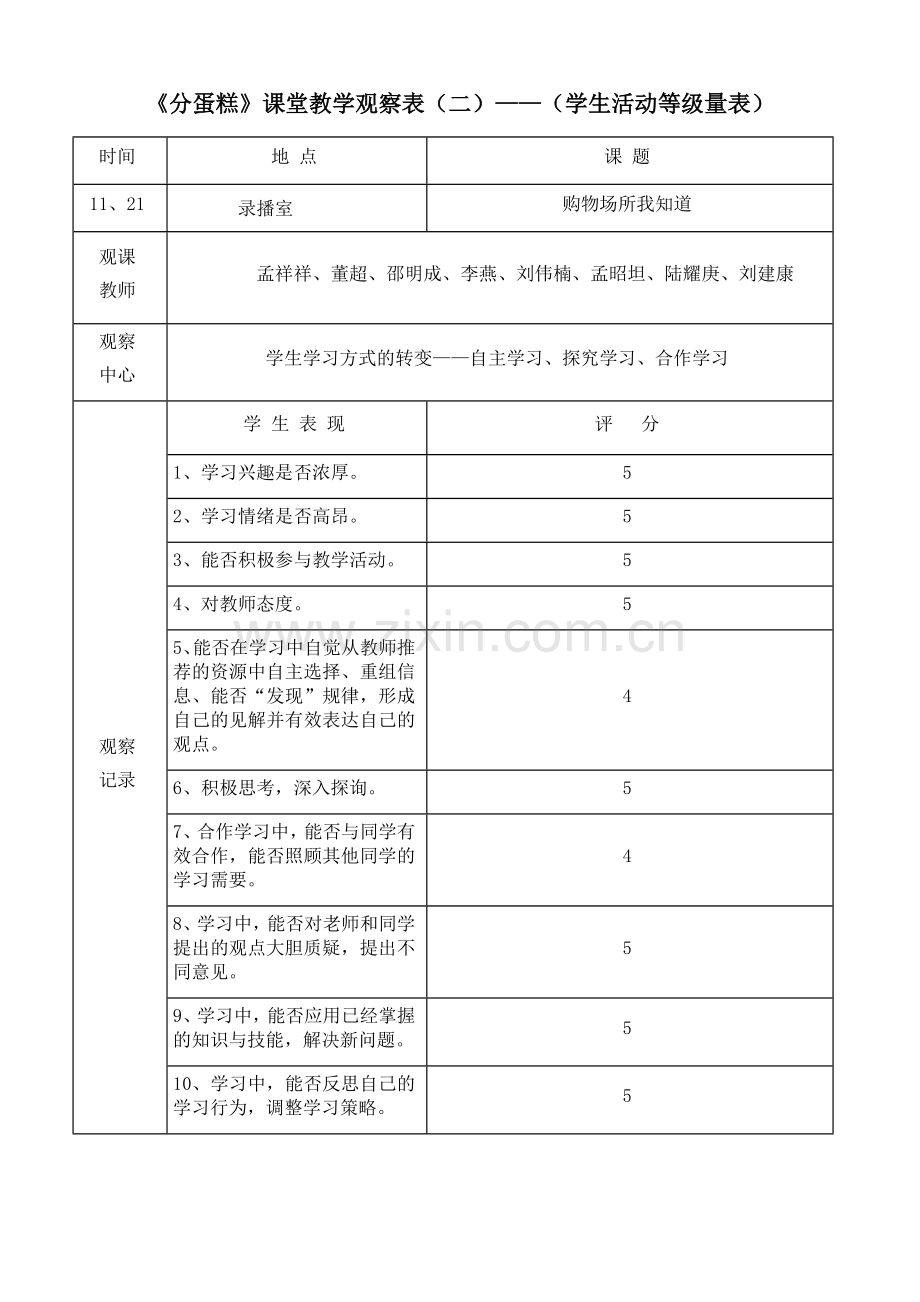 人教版小学美术一年级下册《分蛋糕》观测报告、观测表.doc_第3页