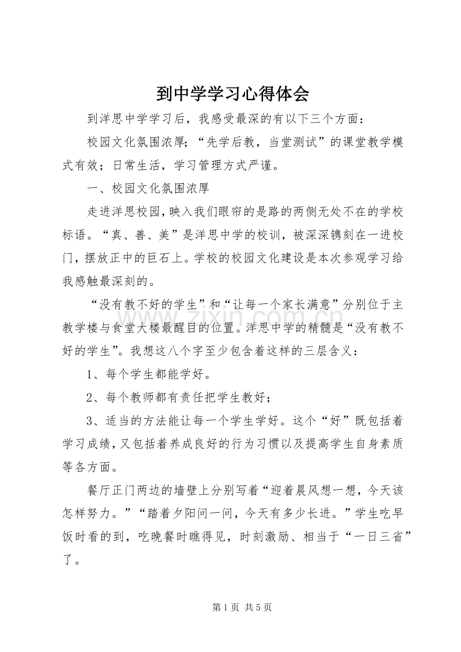 到中学学习心得体会.docx_第1页