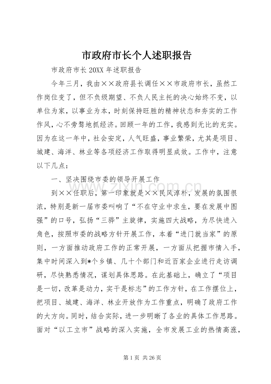 市政府市长个人述职报告.docx_第1页