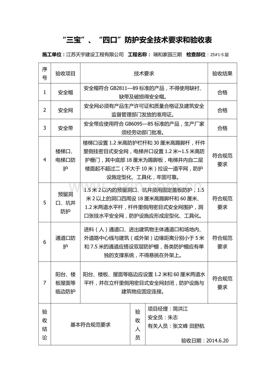 三宝、四口验收表.doc_第1页