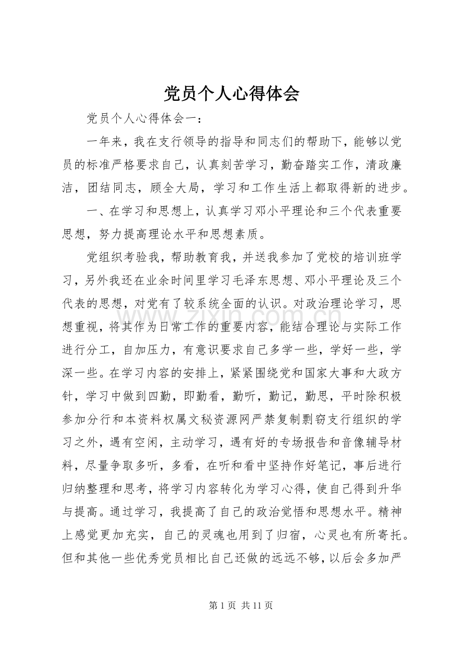 党员个人心得体会.docx_第1页