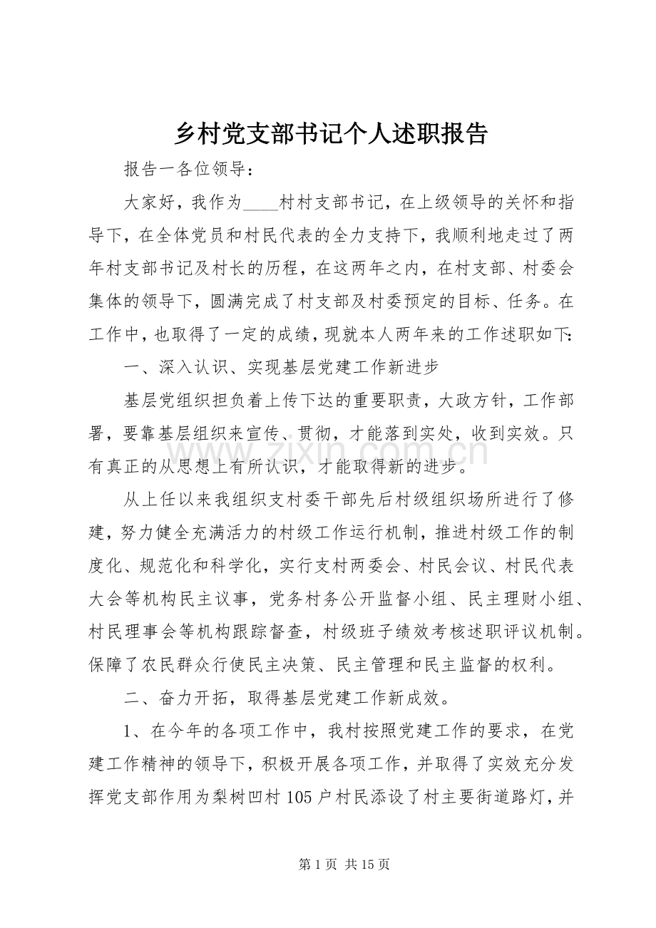 乡村党支部书记个人述职报告.docx_第1页