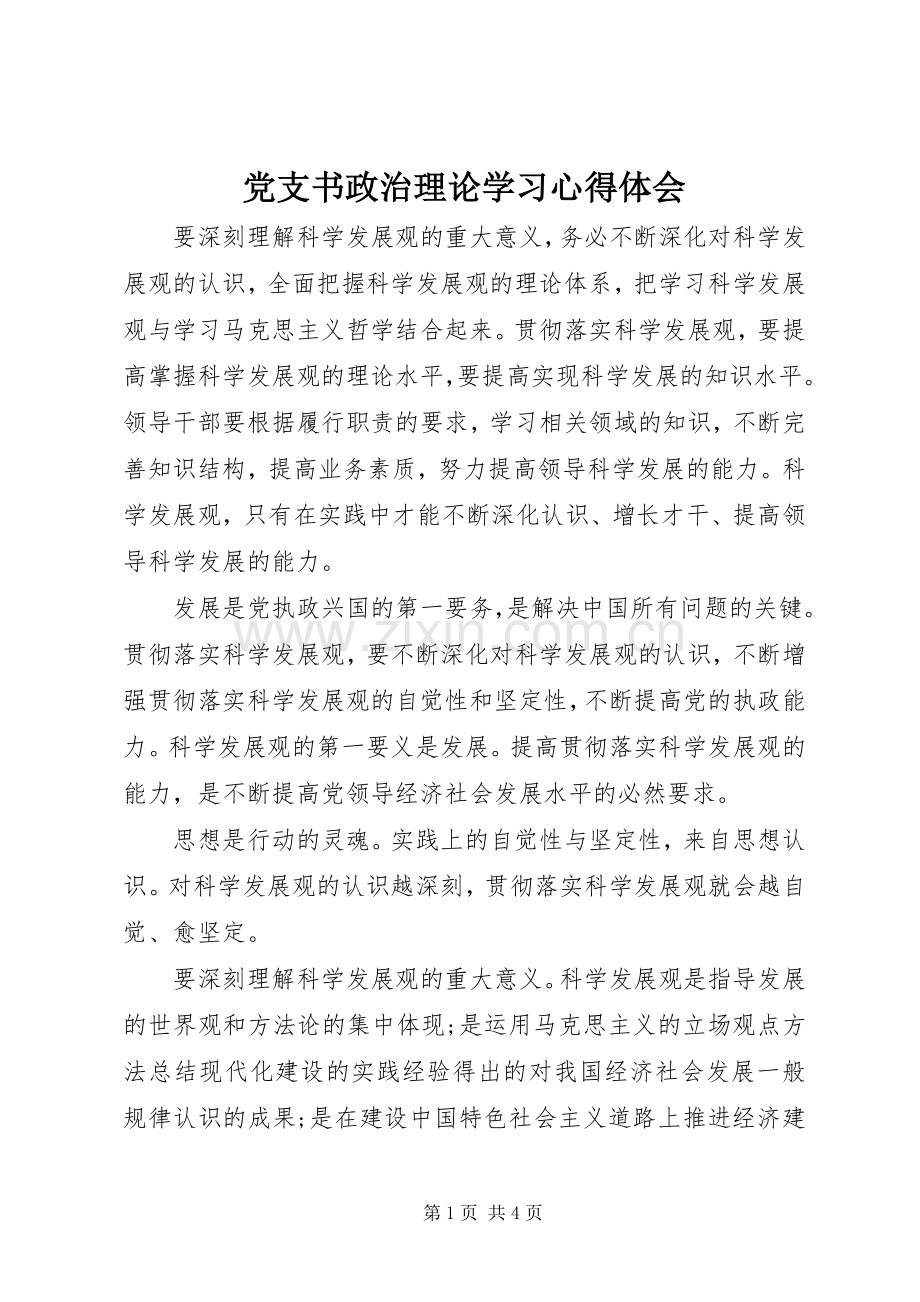 党支书政治理论学习心得体会.docx_第1页