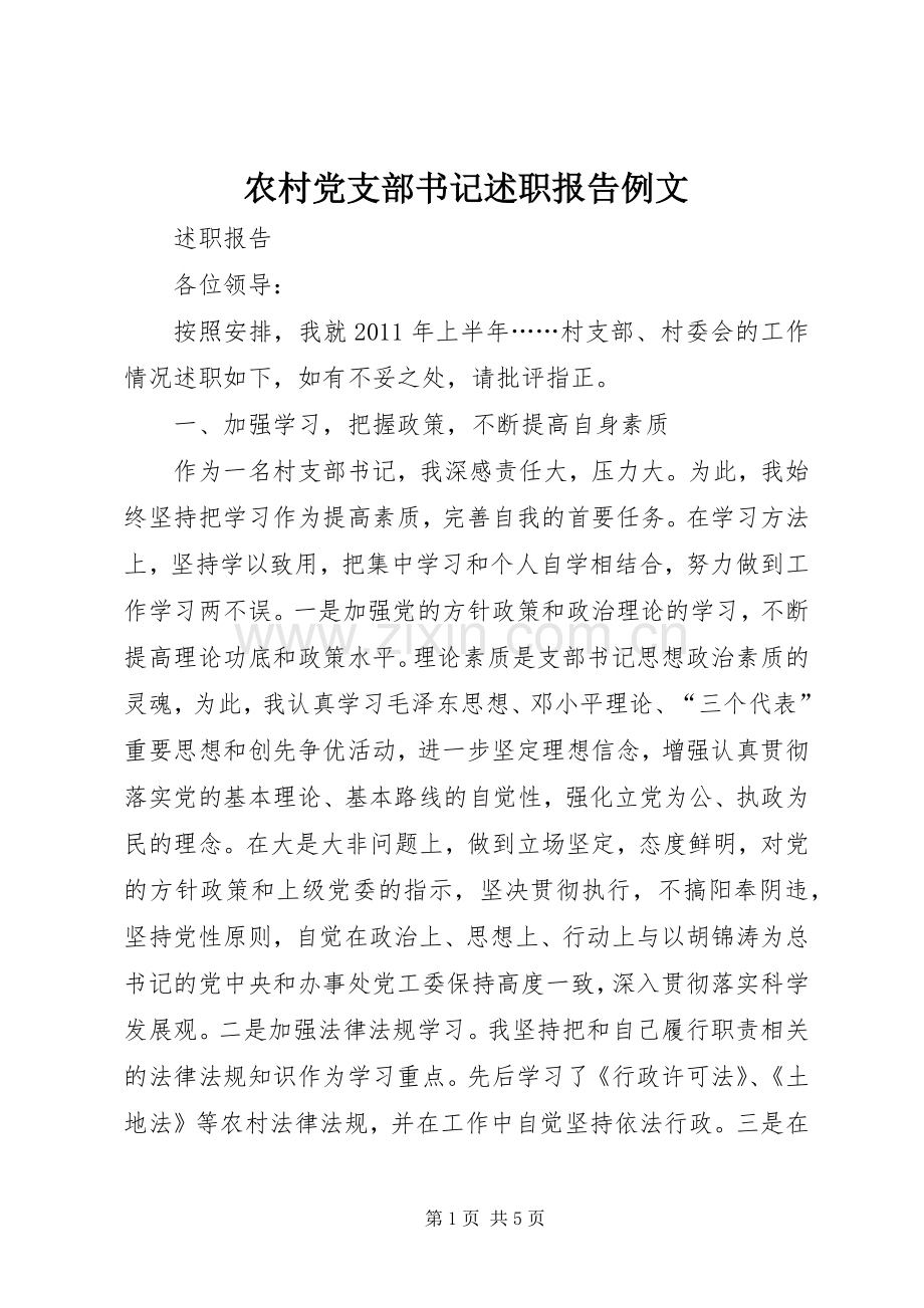 农村党支部书记述职报告例文.docx_第1页