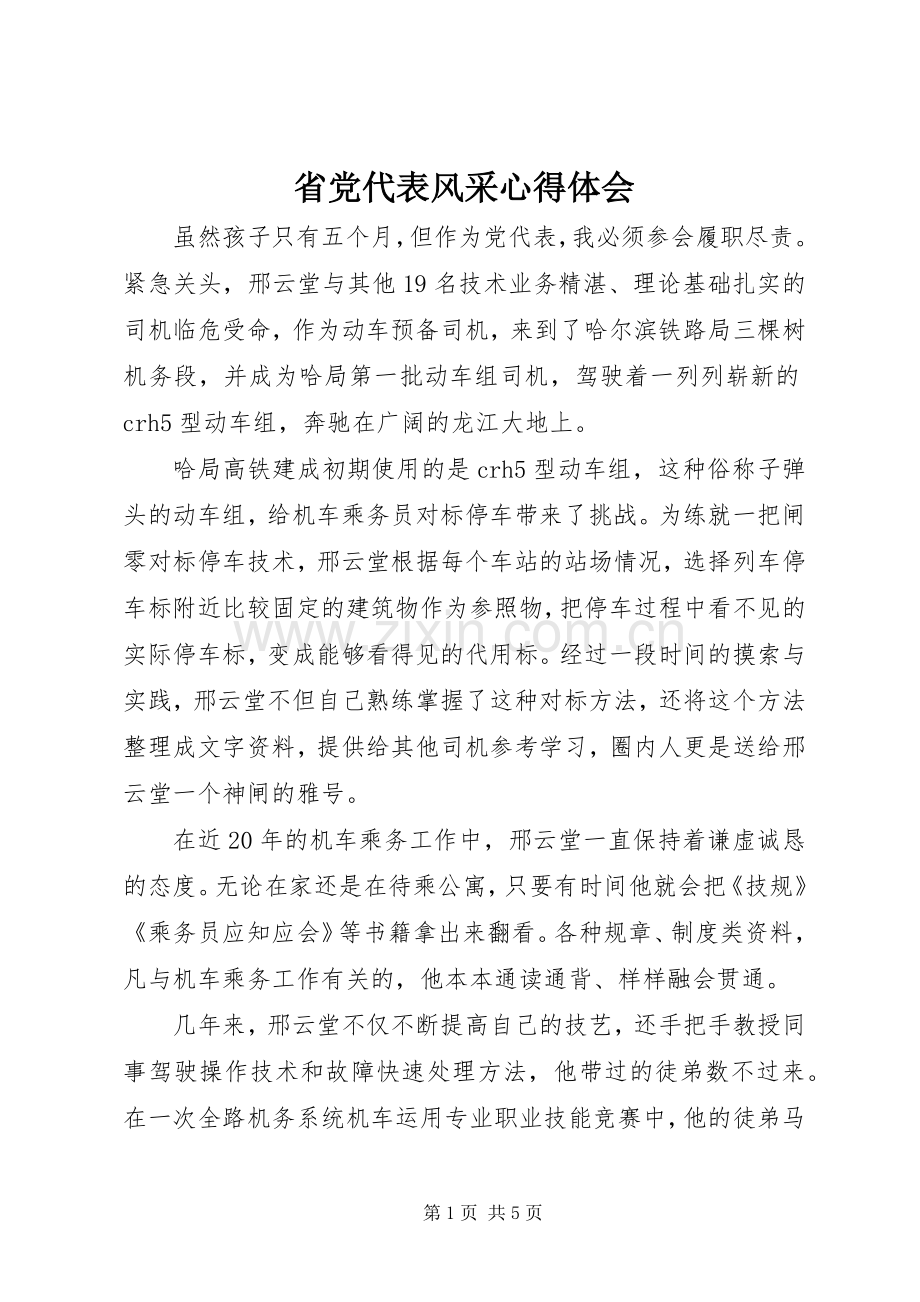 省党代表风采心得体会.docx_第1页