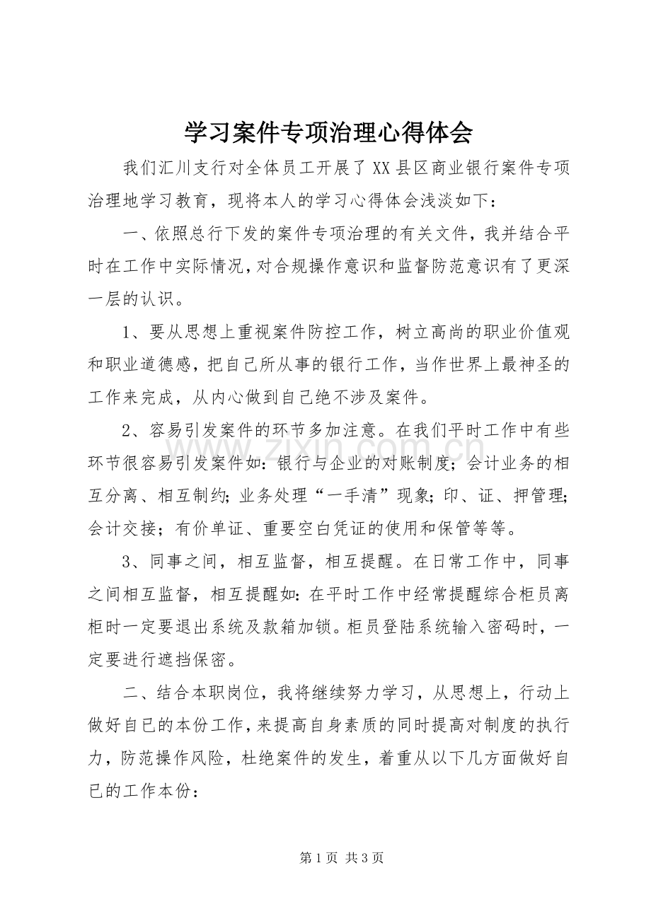 学习案件专项治理心得体会.docx_第1页