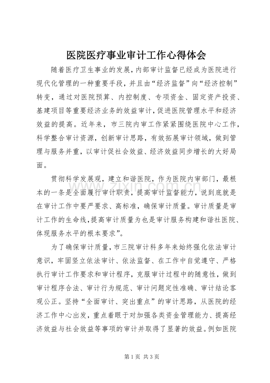 医院医疗事业审计工作心得体会.docx_第1页