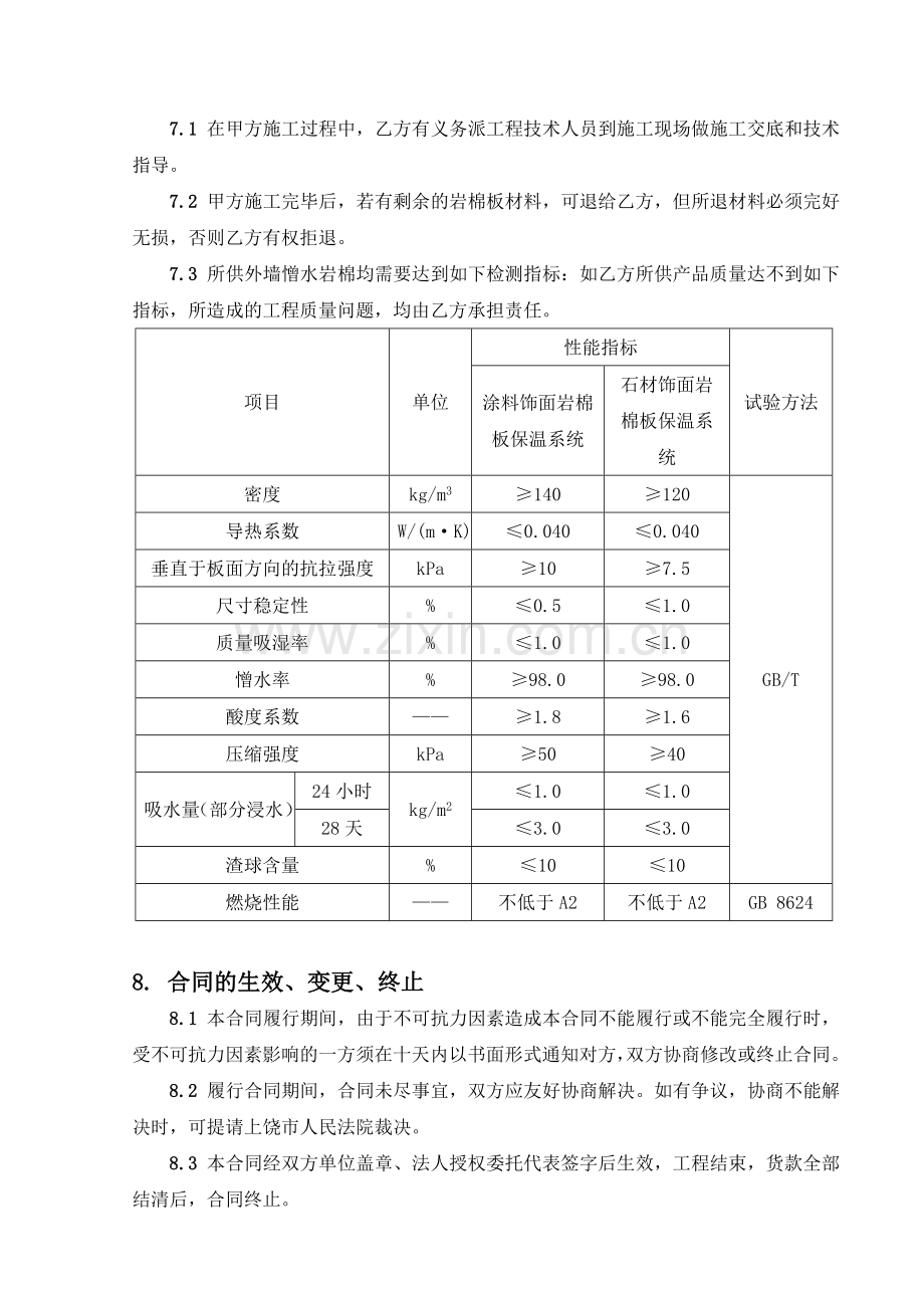 外墙憎水岩棉保温材料购销合同.doc_第3页