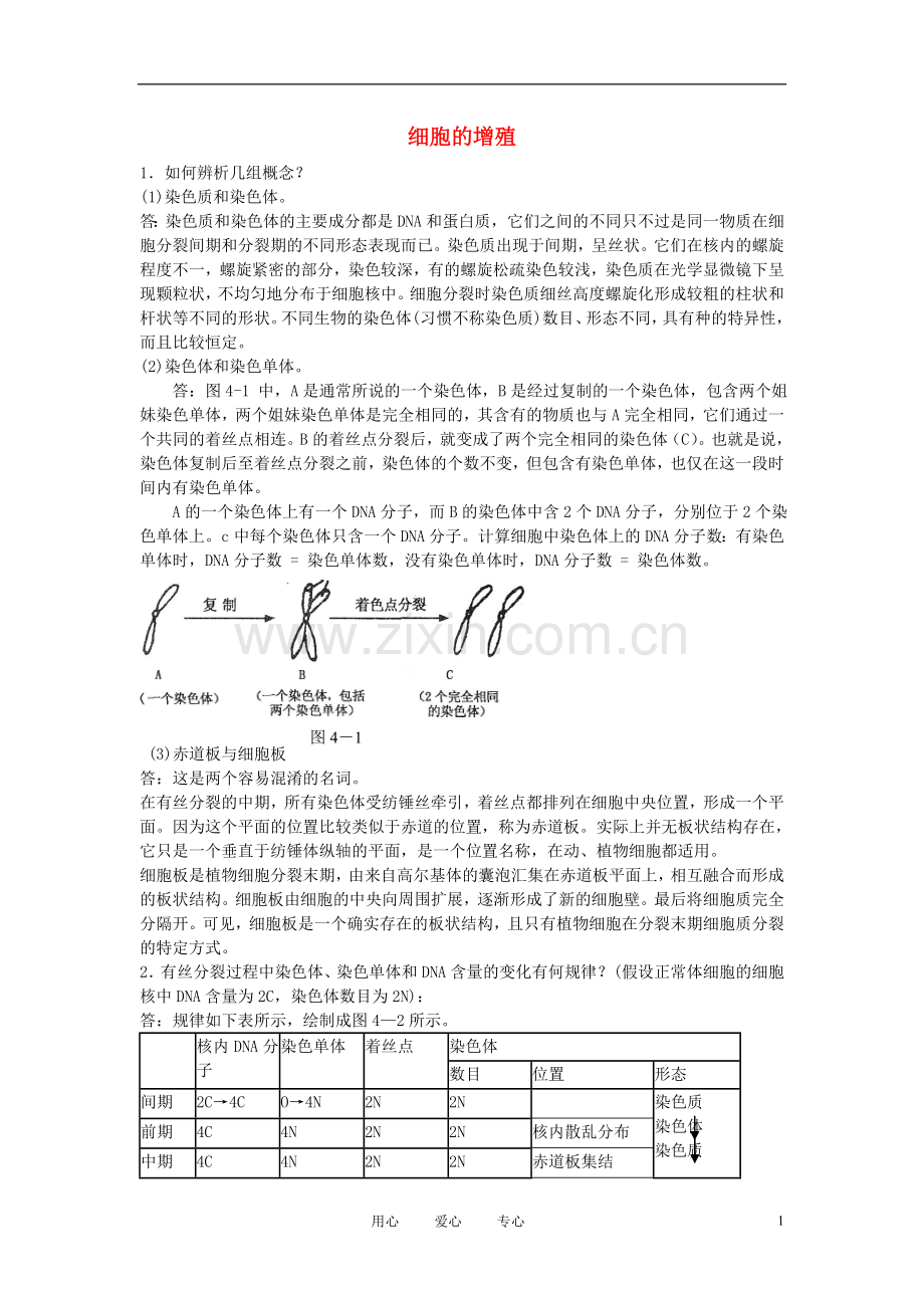 高中生物《细胞的增殖》文字素材7-中图版必修2.doc_第1页