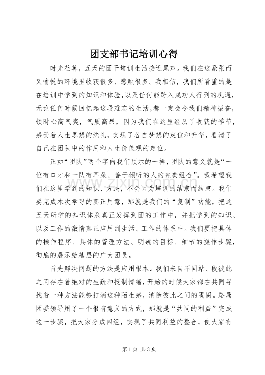 团支部书记培训心得.docx_第1页