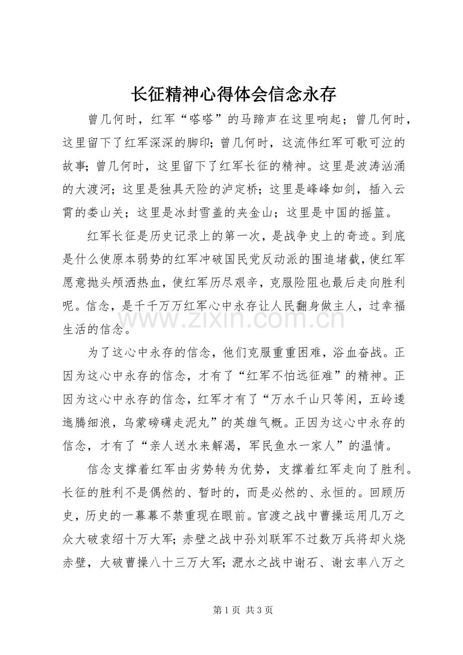 长征精神心得体会信念永存.docx_第1页