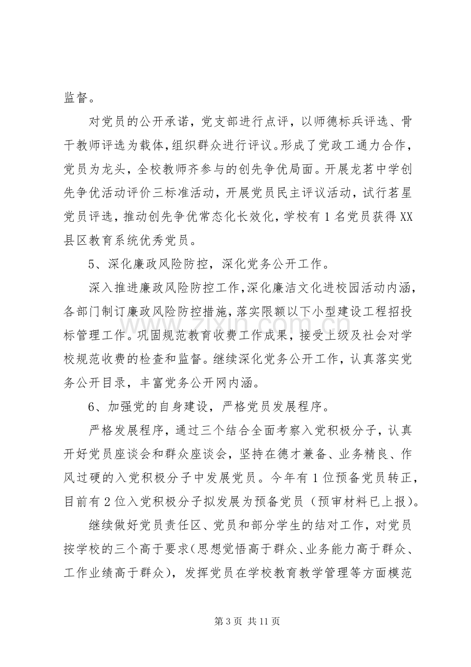 XX年上半年党支部书记述职报告范文述廉结尾.docx_第3页