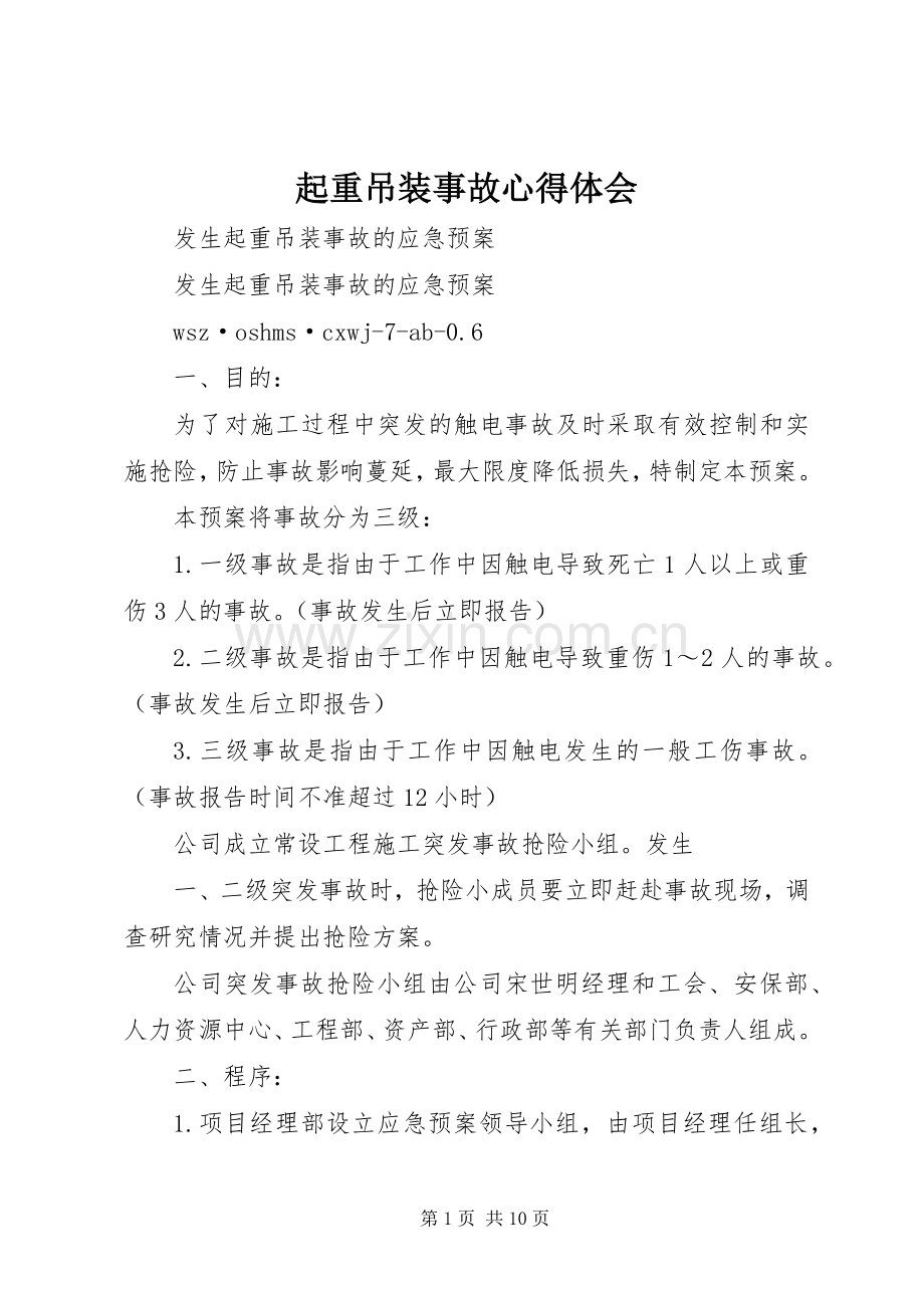 起重吊装事故心得体会.docx_第1页