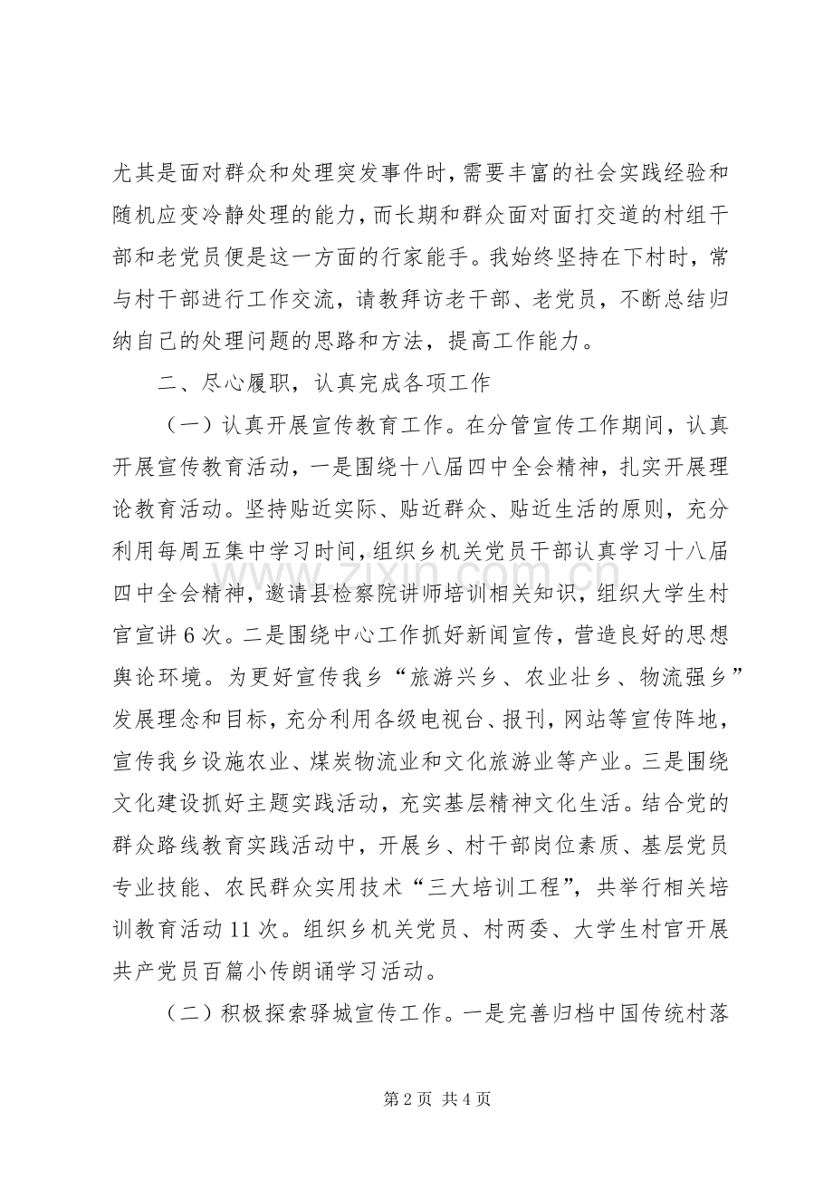 乡镇分管宣传工作领导个人述职述廉报告.docx_第2页