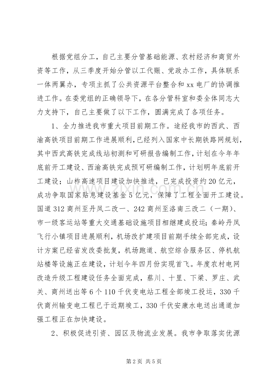 20XX年发改委副主任XX年个人述职述廉述效报告.docx_第2页