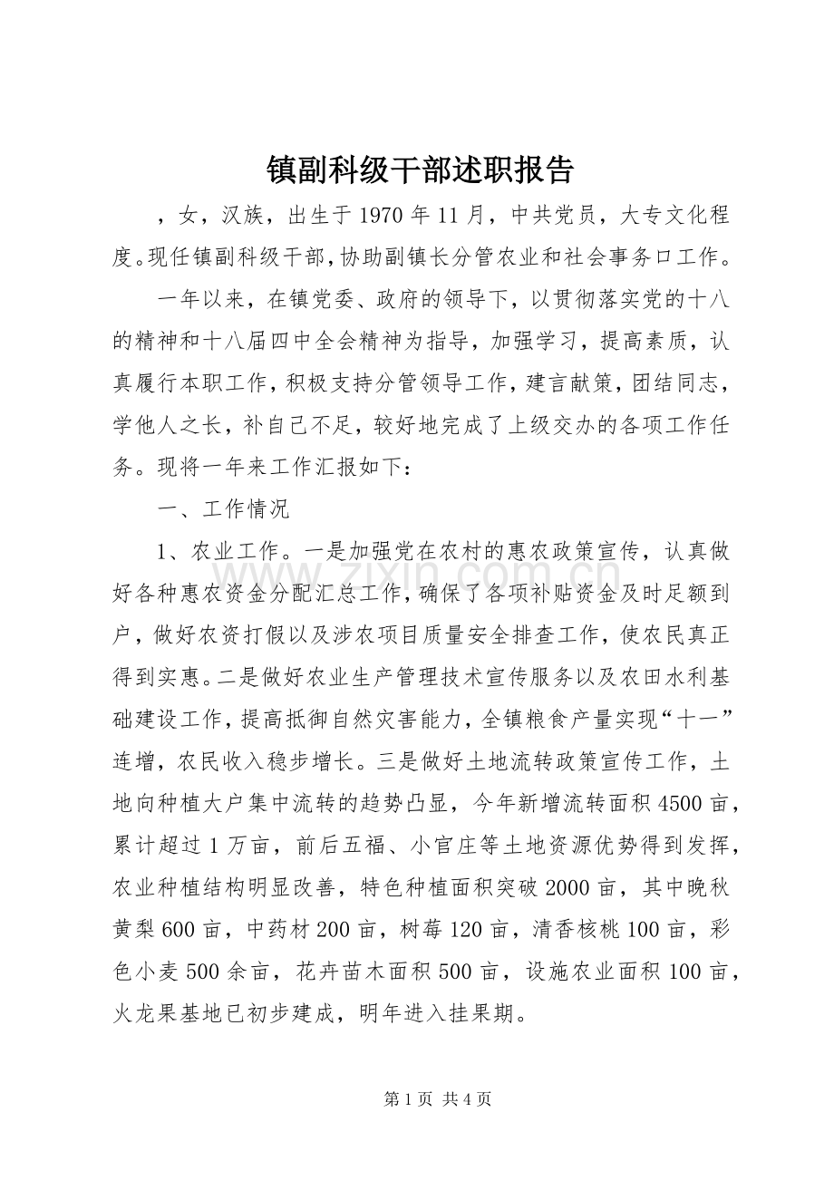 镇副科级干部述职报告.docx_第1页