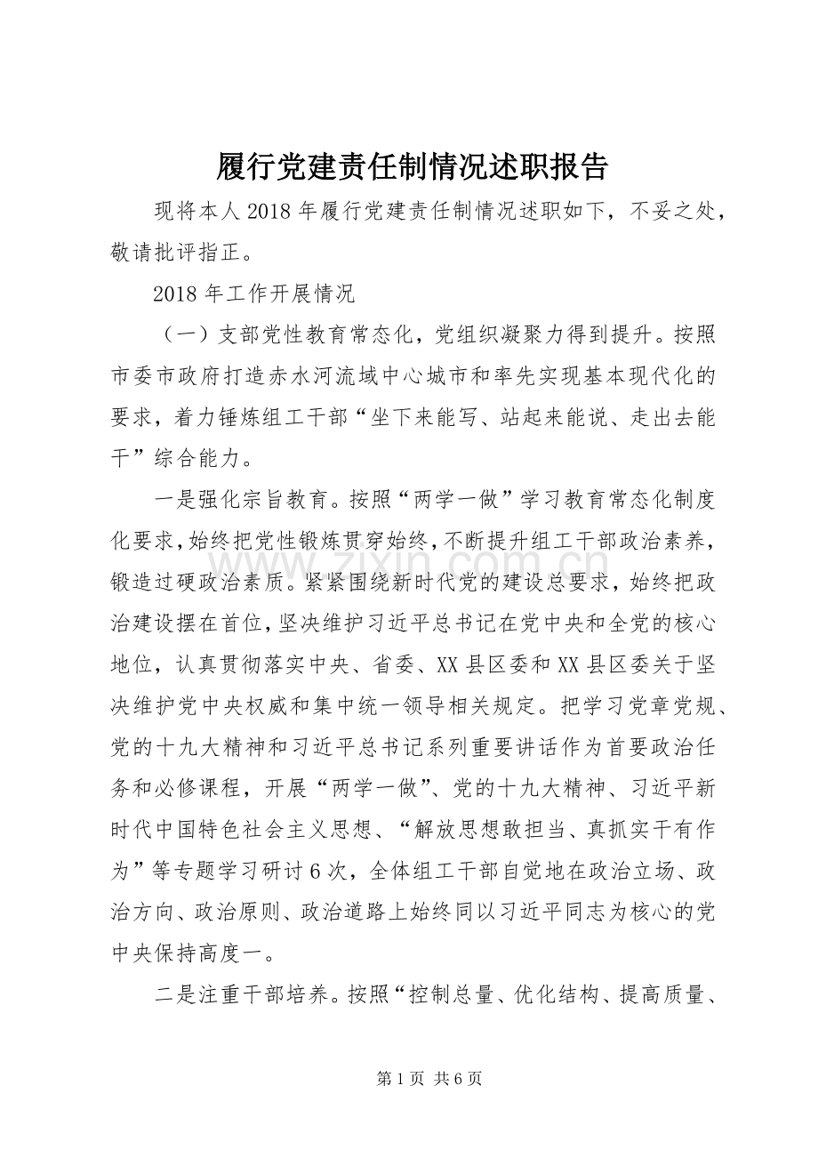 履行党建责任制情况述职报告.docx_第1页