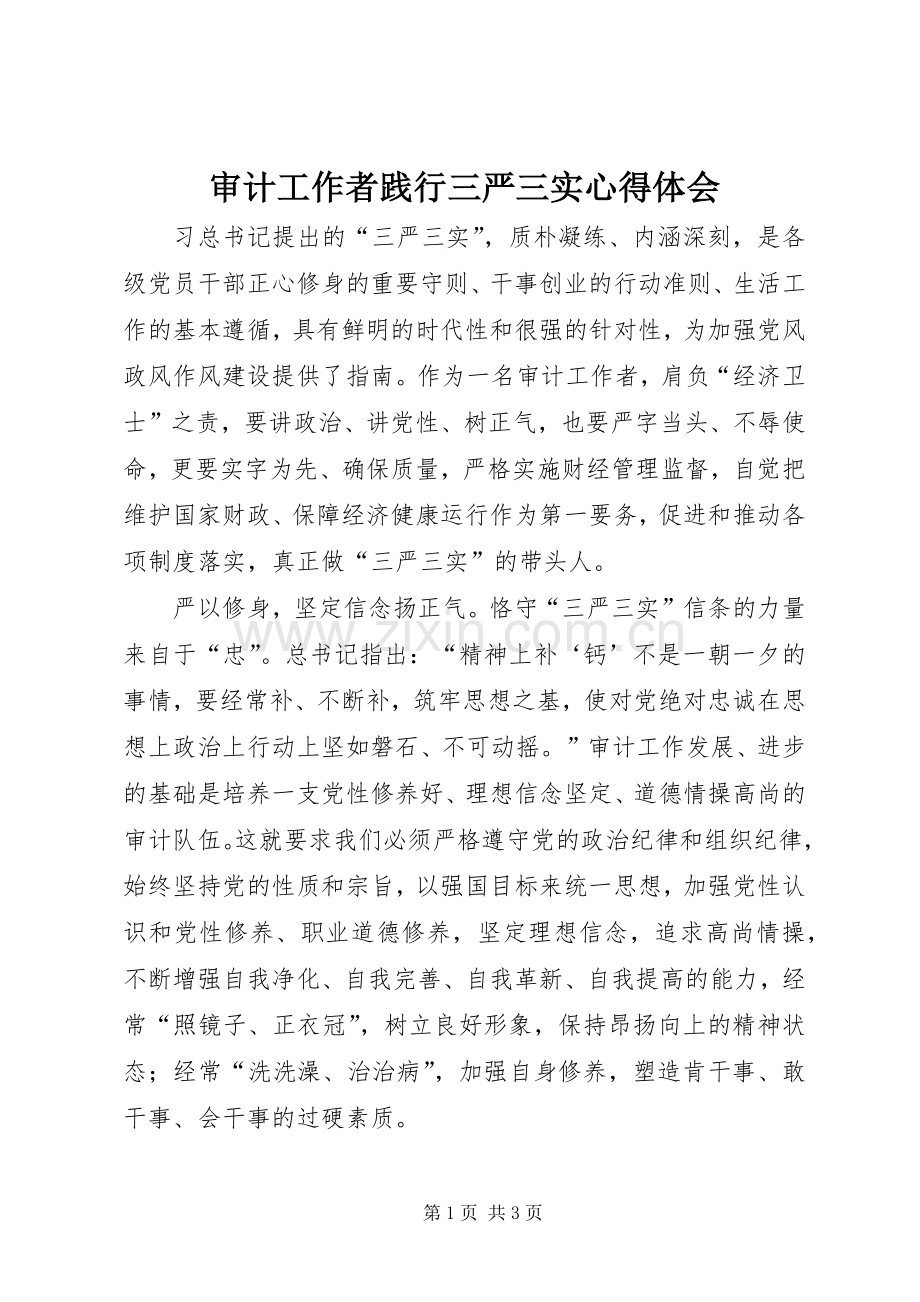 审计工作者践行三严三实心得体会.docx_第1页