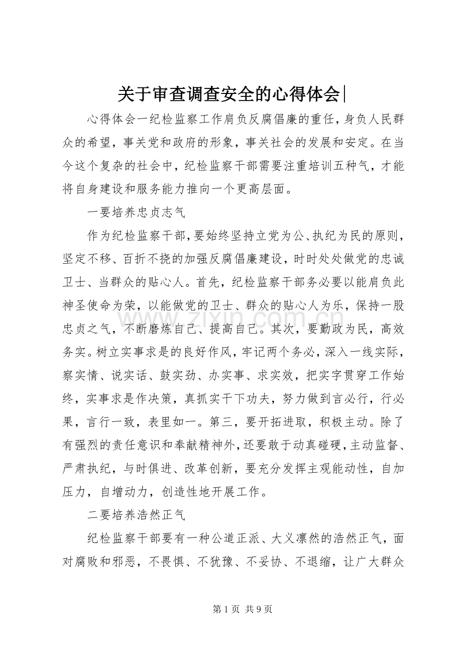 关于审查调查安全的心得体会-.docx_第1页