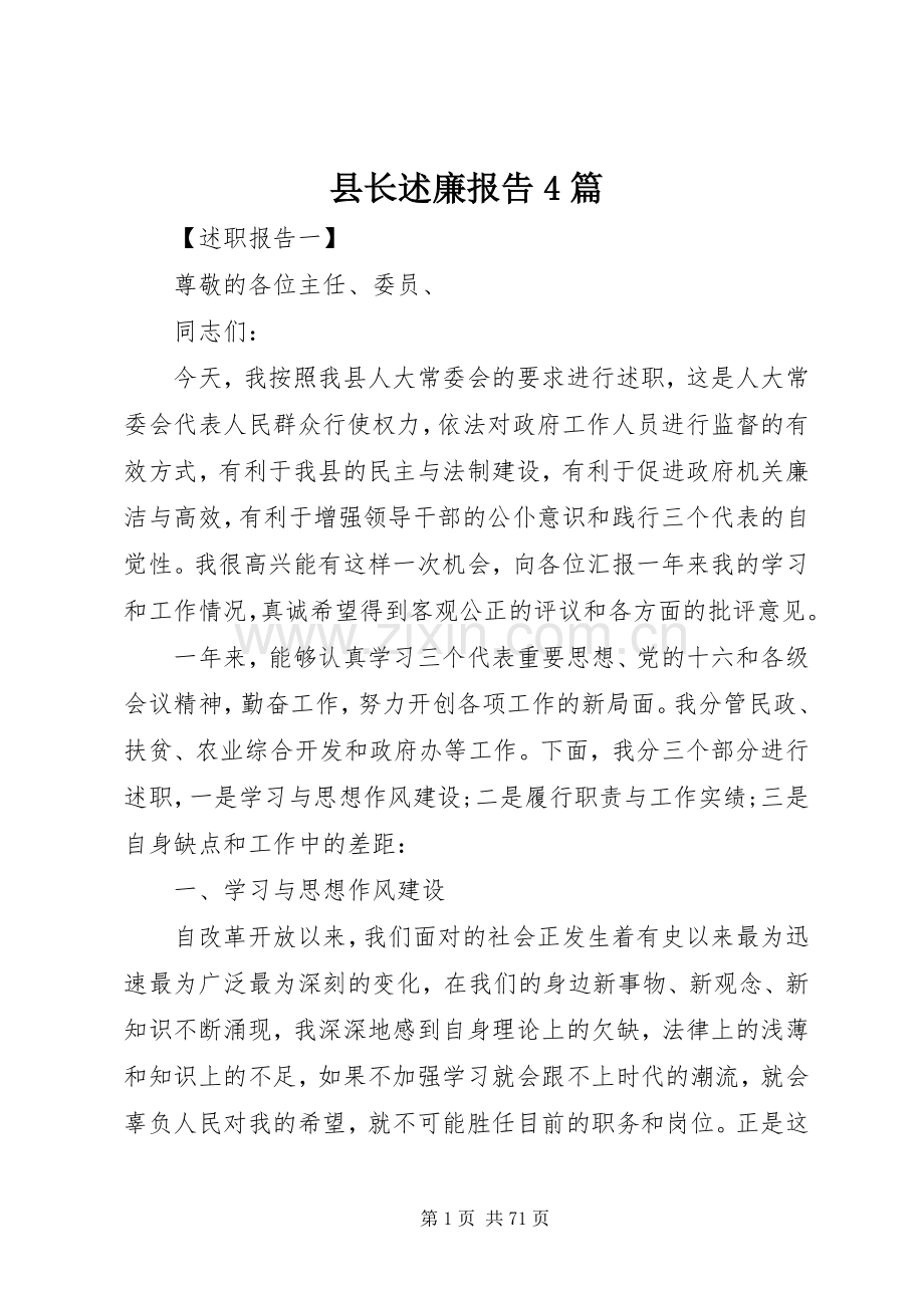 县长述廉报告4篇.docx_第1页