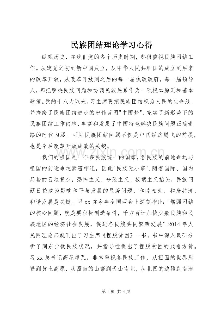 民族团结理论学习心得.docx_第1页