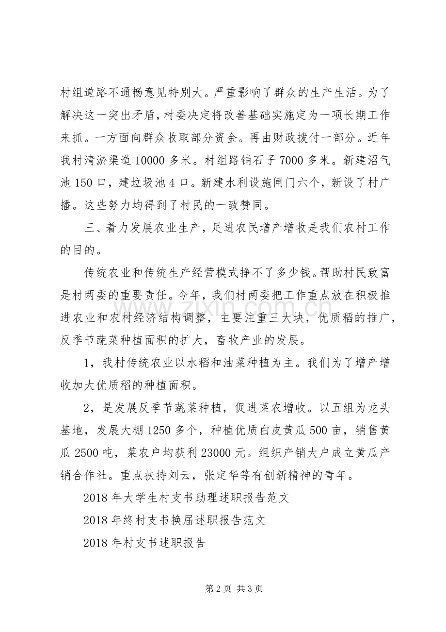 XX年村支书个人述职报告范文.docx_第2页