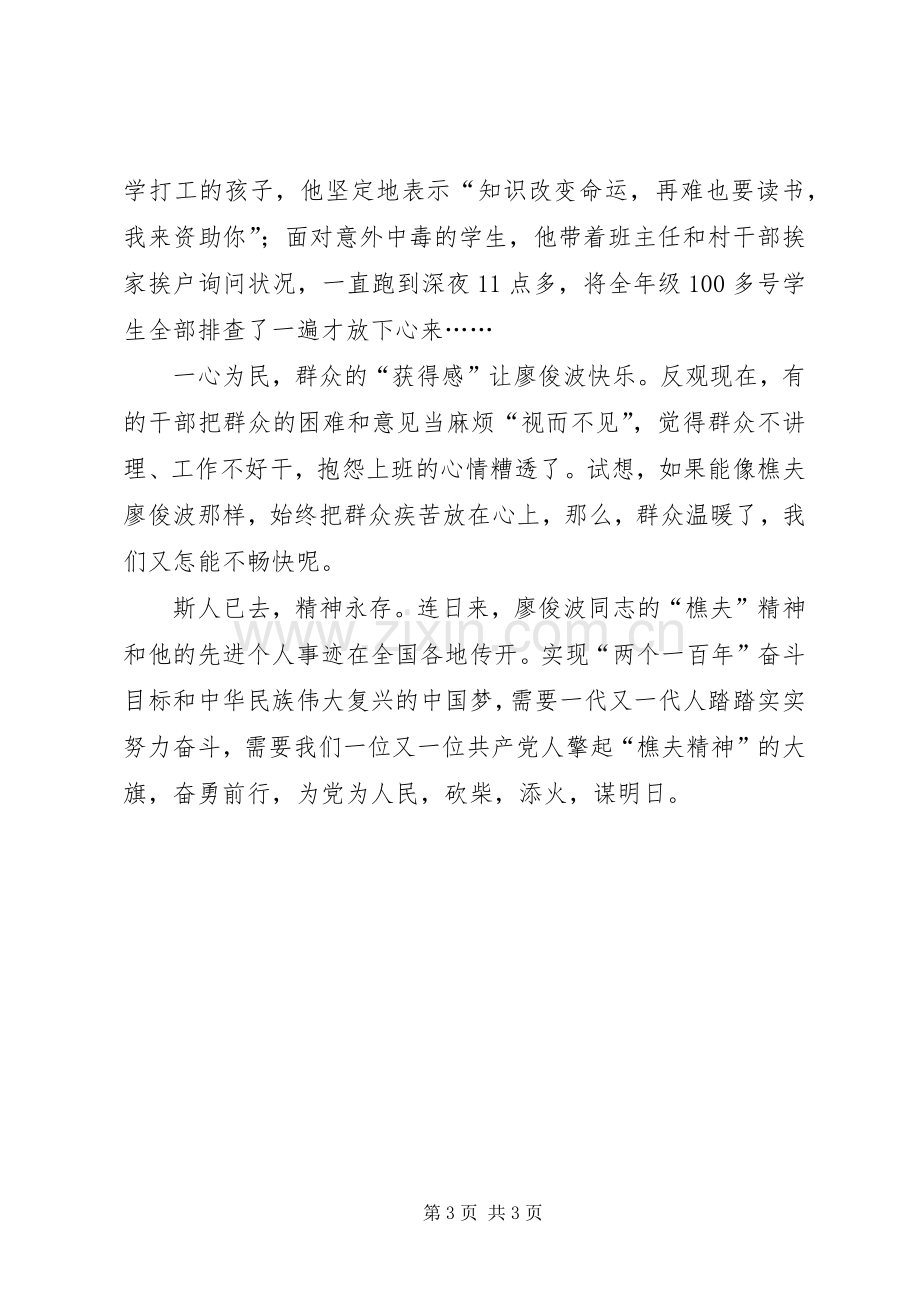 学习廖俊波樵夫精神个人心得体会.docx_第3页