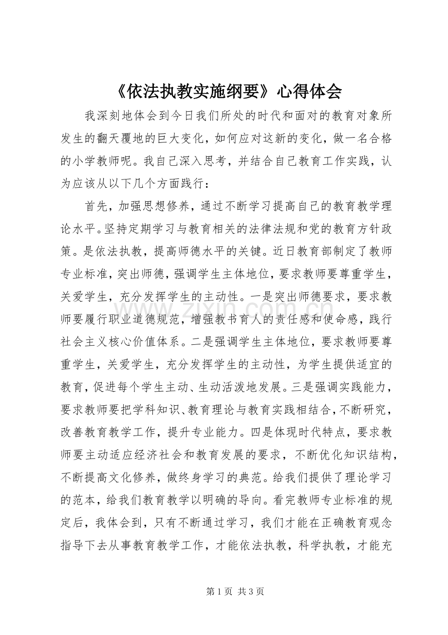 《依法执教实施纲要》心得体会.docx_第1页