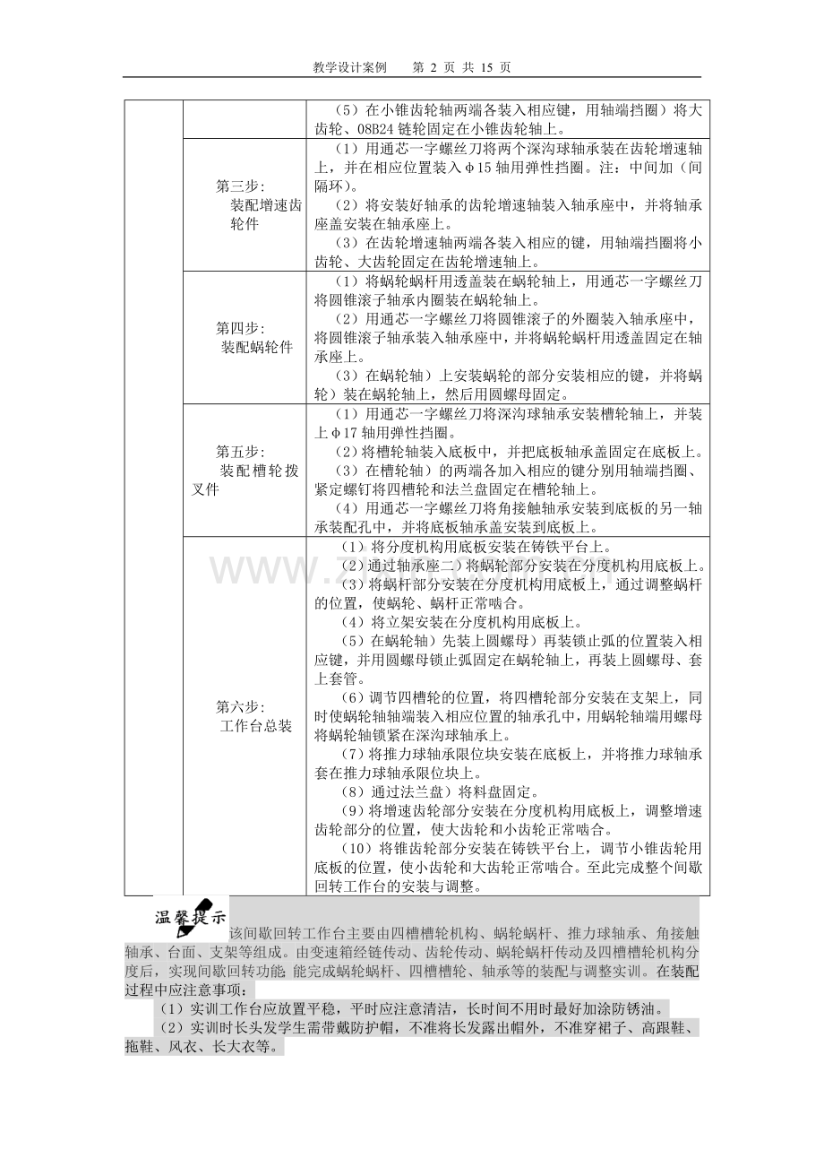 教学设计案例(间歇回转工作台的装配与调整).doc_第2页