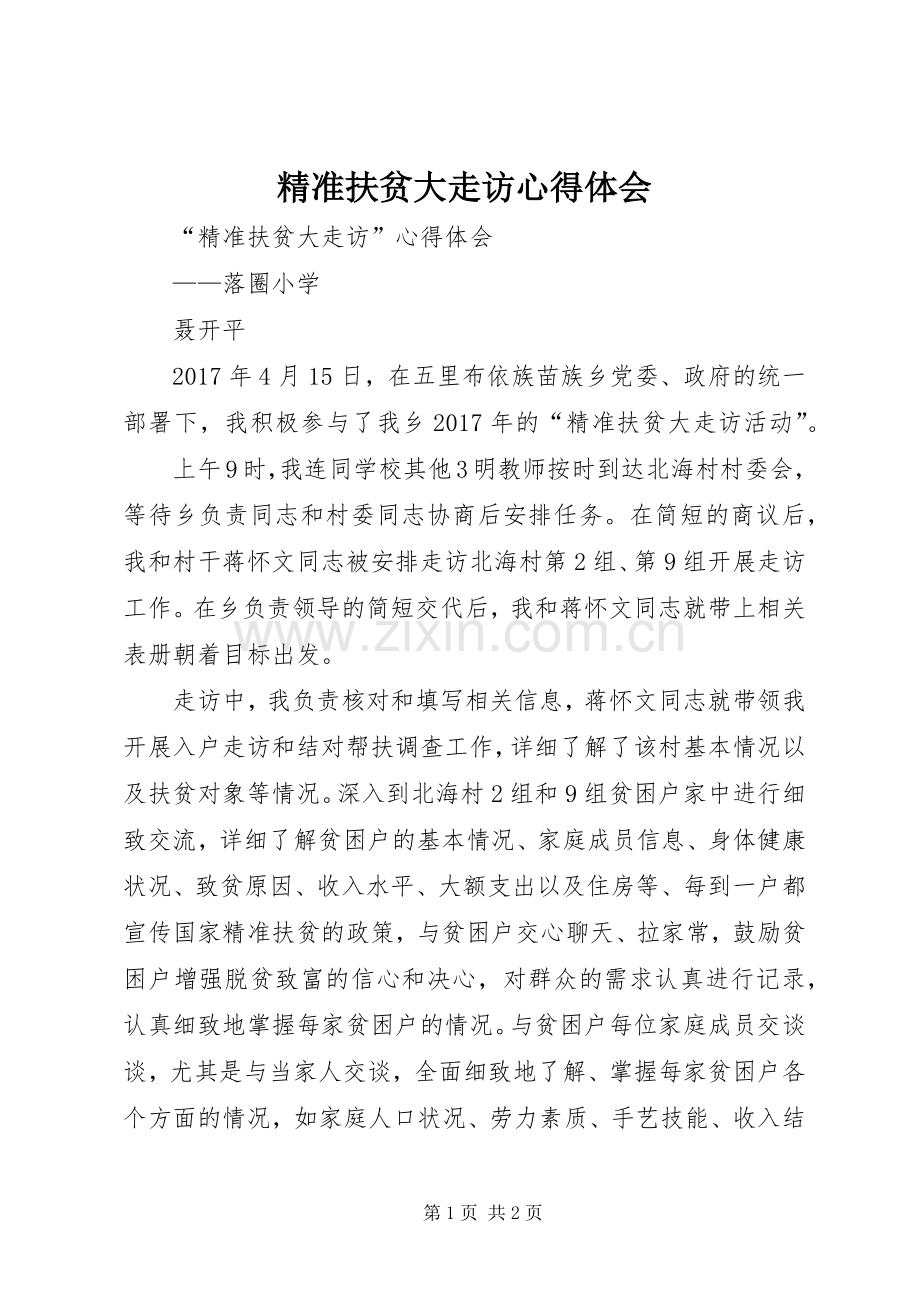 精准扶贫大走访心得体会.docx_第1页