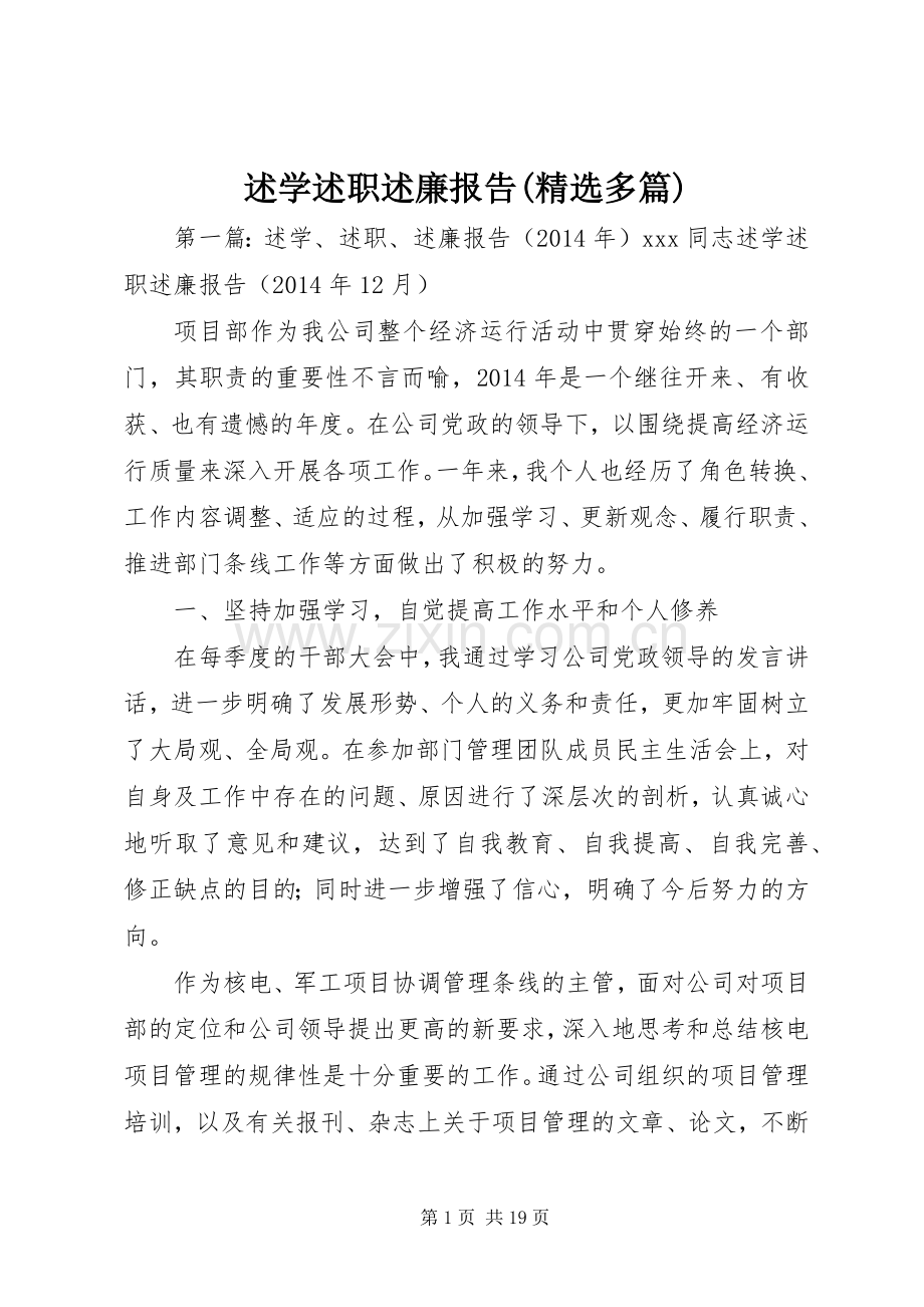 述学述职述廉报告(多篇).docx_第1页