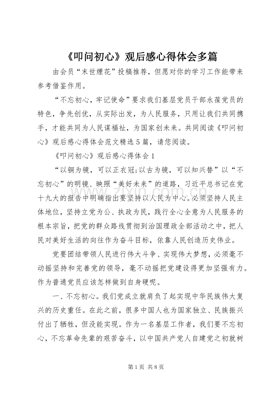 《叩问初心》观后感心得体会多篇.docx_第1页