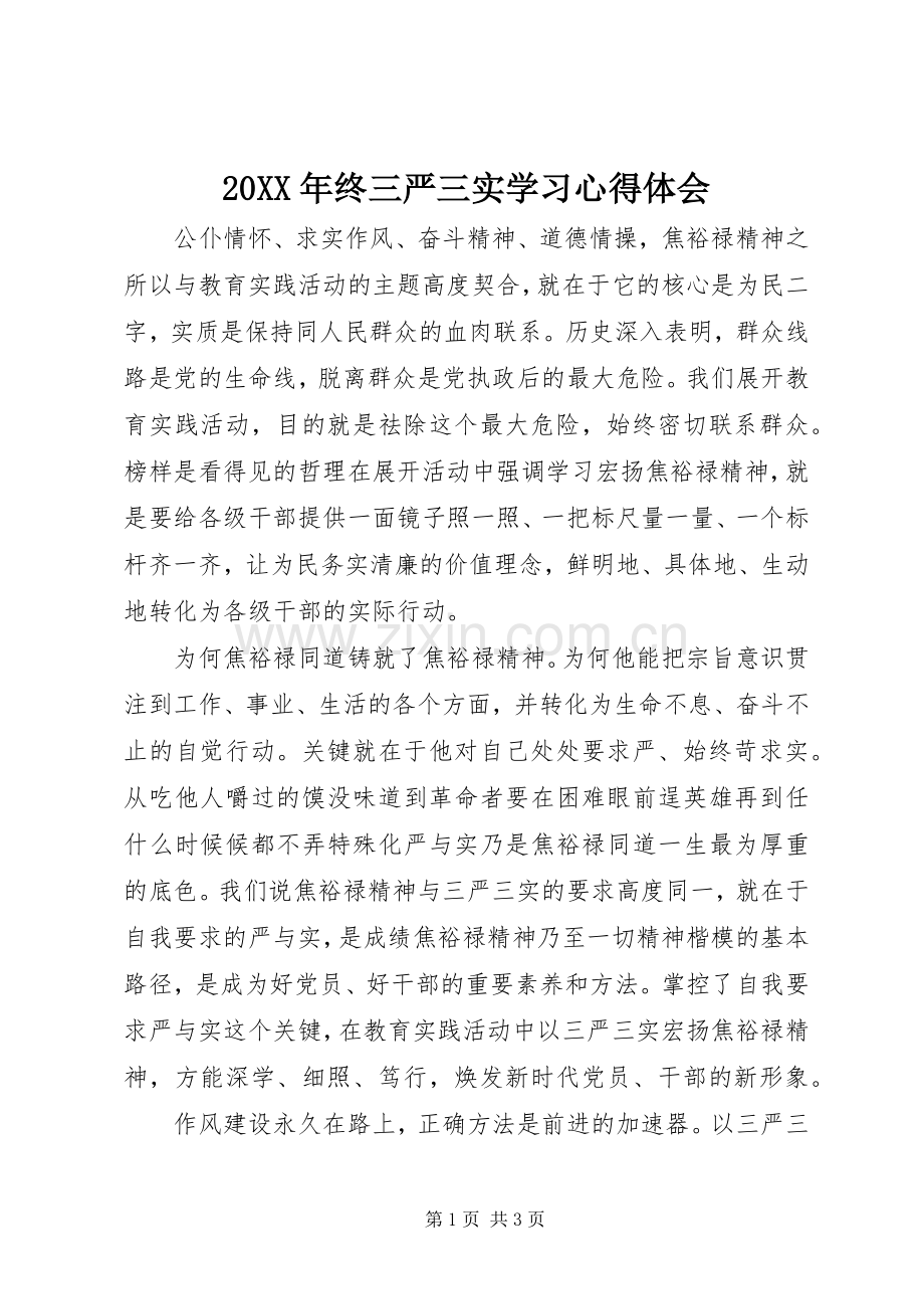 20XX年终三严三实学习心得体会.docx_第1页