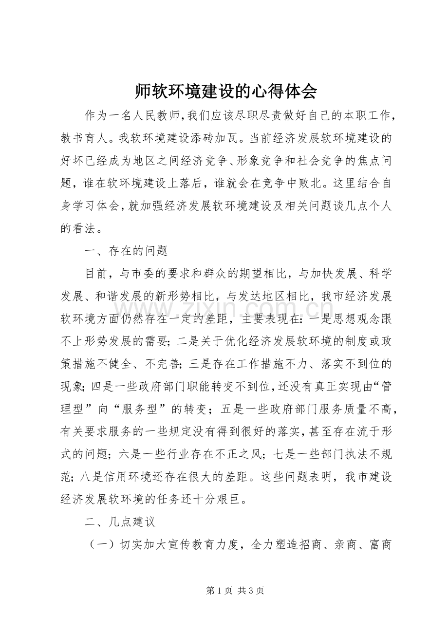 师软环境建设的心得体会.docx_第1页