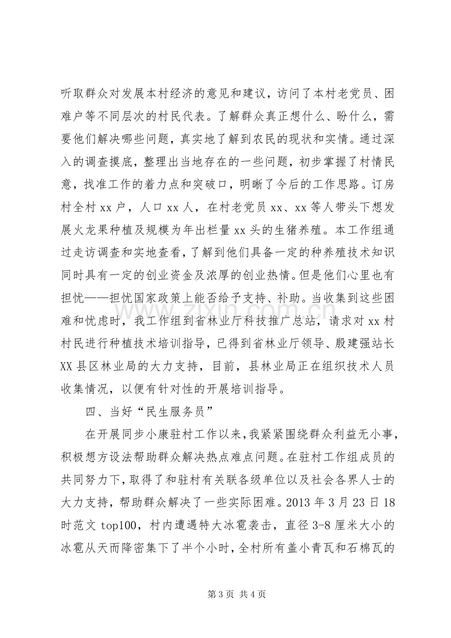 某乡镇同步小康驻村干部工作述职报告.docx_第3页